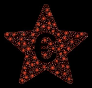 Bright Mesh Wire Frame Euro Hit Parade Star with Light Spots Illustrazione stock