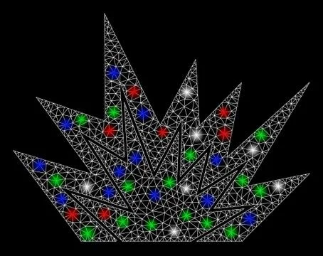 Bright Mesh Wire Frame Explosion Boom with Flash Spots Stock Illustration