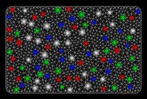 Bright Mesh Wire Frame Filled Rectangle with Light Spots Illustrazione stock