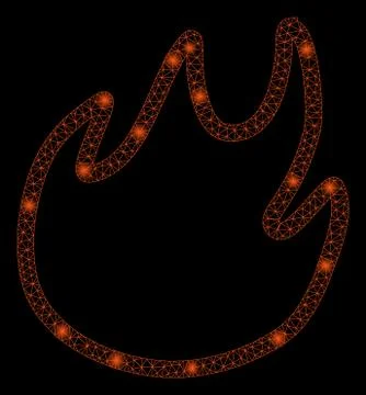 Bright Mesh Wire Frame Flame Contour with Light Spots Stock Illustration