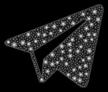 Bright Mesh Wire Frame Freelance Paper Plane with Light Spots Stock-Illustration