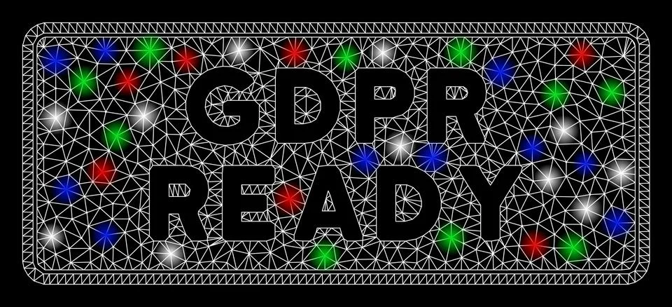 Bright Mesh Wire Frame GDPR Ready Rounded Rectangle with Flare Spots 스톡 일러스트