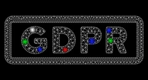 Bright Mesh Wire Frame GDPR Rectangle with Flash Spots Stock Illustration