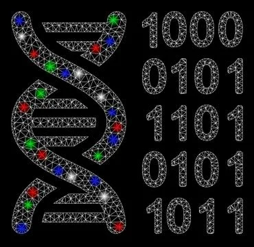 Bright Mesh Wire Frame Genetical Code with Flare Spots Stockillustratie