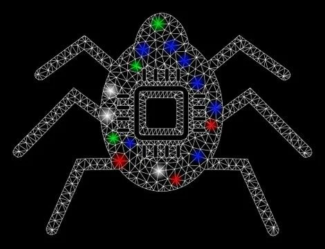 Bright Mesh Wire Frame Hardware Bug with Flare Spots Illustrazione stock