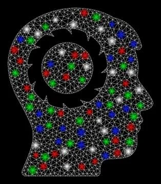 Bright Mesh Wire Frame Human Memory Wheel with Flare Spots Illustrazione stock