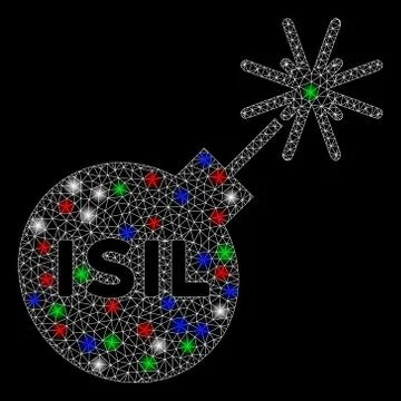 Bright Mesh Wire Frame ISIL Bomb with Light Spots Illustrazione stock
