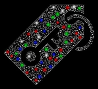 Bright Mesh Wire Frame Key Token with Flash Spots イラスト素材