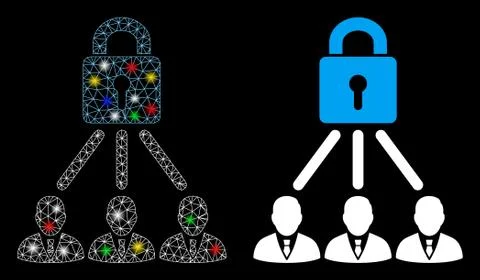 Bright Mesh Wire Frame Lock Managers Icon with Light Spots Stock Illustration