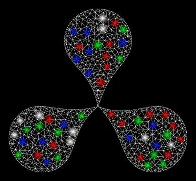 Bright Mesh Wire Frame Map Pointers with Flash Spots Illustrazione stock