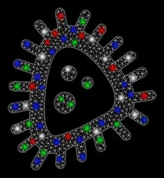 Bright Mesh Wire Frame Micro Parasite with Flash Spots Stock-Illustration