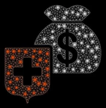 Bright Mesh Wire Frame Money Bag Shield with Flare Spots Stock Illustration