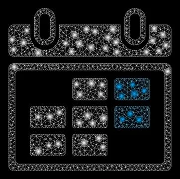 Bright Mesh Wire Frame Month Calendar with Light Spots Illustrazione stock