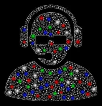 Bright Mesh Wire Frame Operator with Light Spots Illustrazione stock