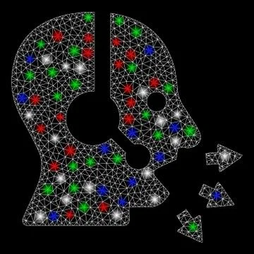 Bright Mesh Wire Frame Operator Speak with Light Spots Illustrazione stock