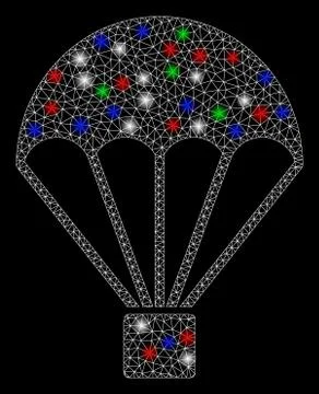 Bright Mesh Wire Frame Parachute with Light Spots Stock Illustration