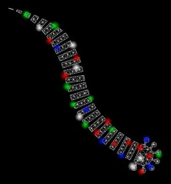 Bright Mesh Wire Frame Parasite Worm with Light Spots 스톡 일러스트