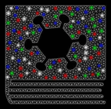 Bright Mesh Wire Frame Parasite Encyclopedia with Flash Spots イラスト素材