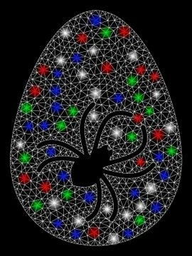 Bright Mesh Wire Frame Parasite Egg with Light Spots Illustration