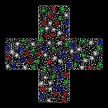 Bright Mesh Wire Frame Plus with Flare Spots Stock Illustration