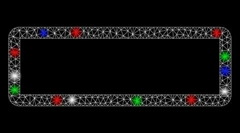 Bright Mesh Wire Frame Rectangle Frame with Flash Spots Illustrazione stock
