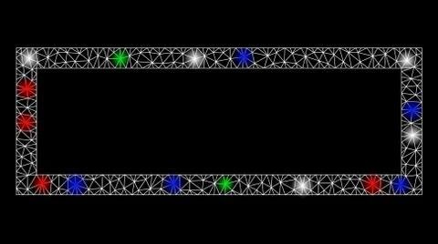 Bright Mesh Wire Frame Rectangle Frame with Flare Spots Stock Illustration
