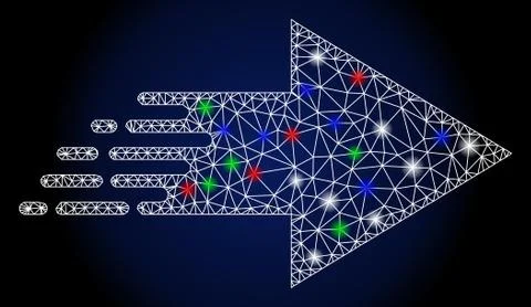 Bright Mesh Wire Frame Rush Move Right with Flare Spots 스톡 일러스트