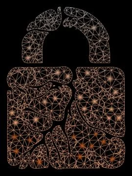 Bright Mesh Wire Frame Rust Lock with Flash Spots Illustrazione stock
