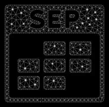 Bright Mesh Wire Frame September Calendar Grid with Light Spots Stockillustratie