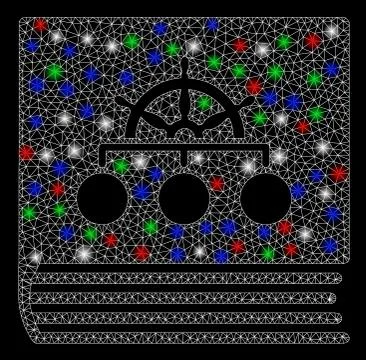 Bright Mesh Wire Frame Ship Guide Book with Light Spots 스톡 일러스트