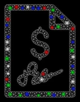 Bright Mesh Wire Frame Signed Bill with Flare Spots Stock Illustration