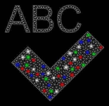 Bright Mesh Wire Frame Spell Checking with Flare Spots Ilustração Stock