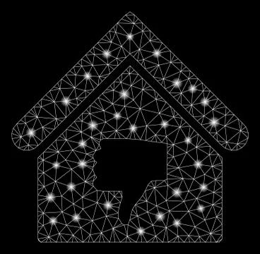 Bright Mesh Wire Frame Thumb Down Building with Light Spots Ilustración de archivo
