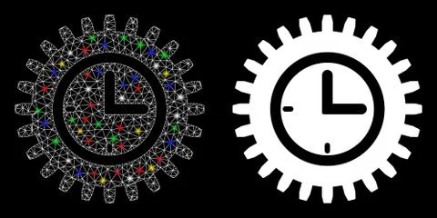Bright Mesh Wire Frame Time Options Icon with Flare Spots Stock-Illustration
