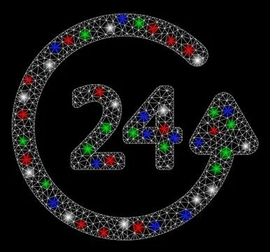 Bright Mesh Wire Frame Work Time with Light Spots Stock Illustration