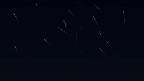 Bright meteor shower falling in the dark night sky Stock Illustration