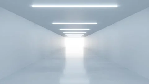 Bright Minimalist Corridor with Glowing Light 3d looping render animation Stock Footage 296362499