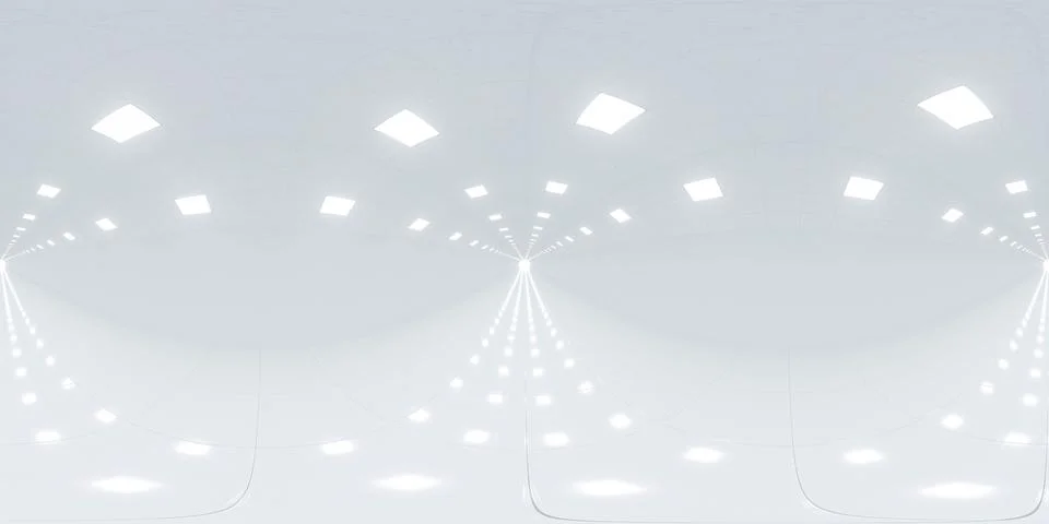 Bright Minimalist Interior with Ceiling Lights 360 vr 3d render panorama Stock Illustration