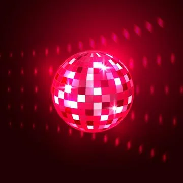 Bright mirror red disco ball for disco dance club. Stock Illustration