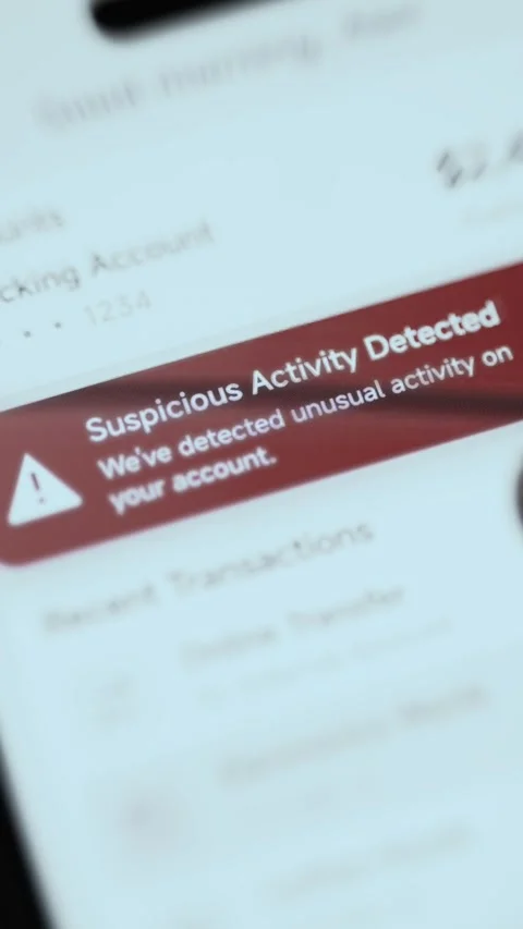 Bright Mobile Banking Warning For Unusual Account Activity 4K Stock Footage 341854627