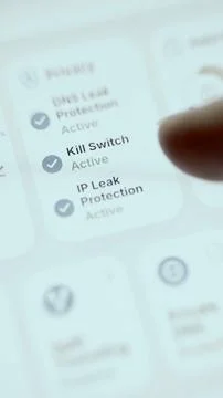 Bright mobile list with DNS leak protection Stock Photos