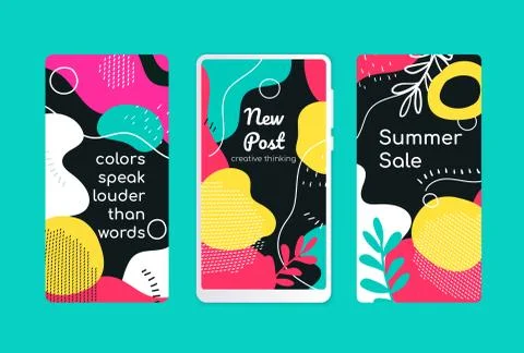 Bright mobile screen templates - set of modern vector abstract backgrounds Stock Illustration