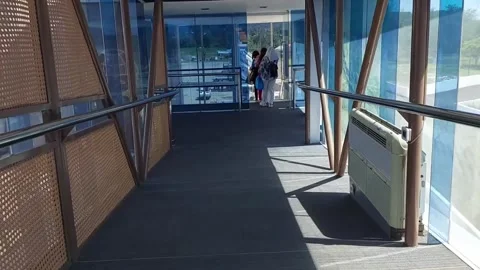 Bright Modern Corridor with View - Komodo Airport Video stock 279954076