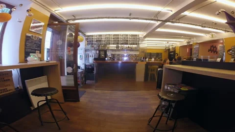 Bright Modern Craft Beer Bar Interior and Service Counter Stock Footage 344957515