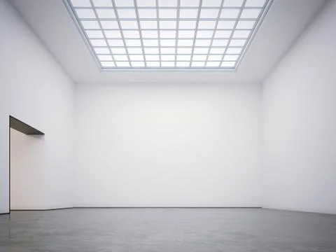 Bright modern gallery. 3d rendering Stock Photos