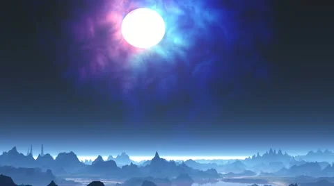 Bright moon and nebula Видео 12732542