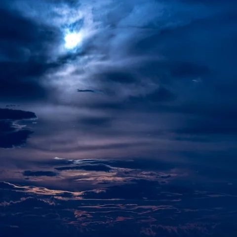The bright moon on the background of cloud stream. Wide angle. Time lapse Stock Footage 69437480