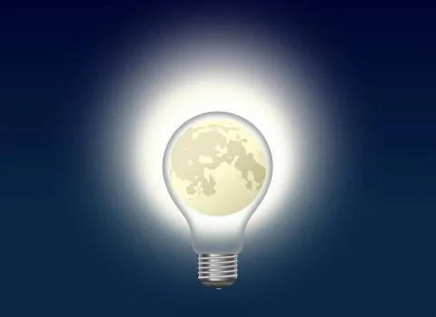 Bright moon closed in classic light bulb Stock Illustration