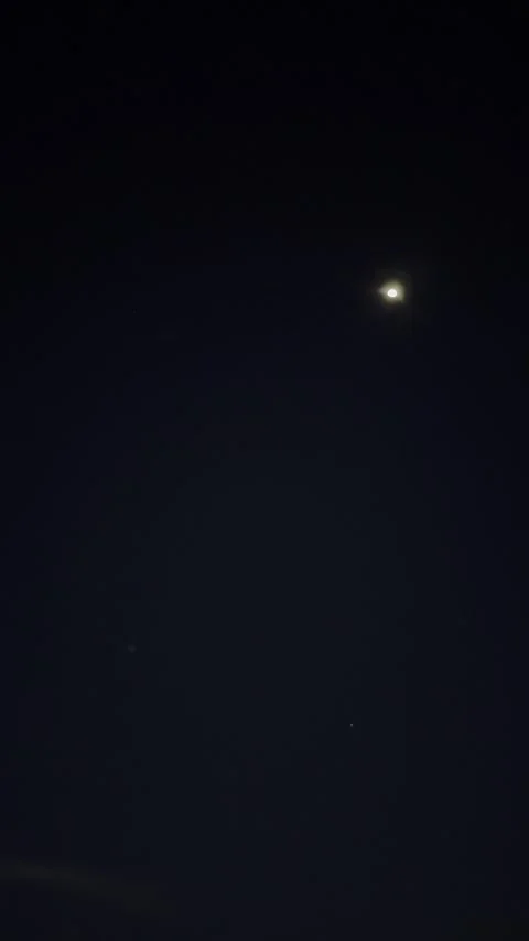 Bright Moon in Dark Night Sky Stock Footage 344601284