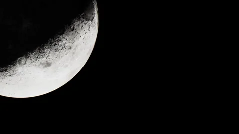 Bright moon with detailed surface view at night Stock Footage 345054436